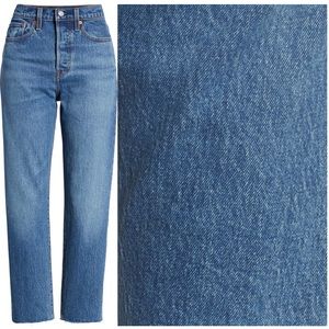 Levi’s high waist wedgie straight leg raw hem jean